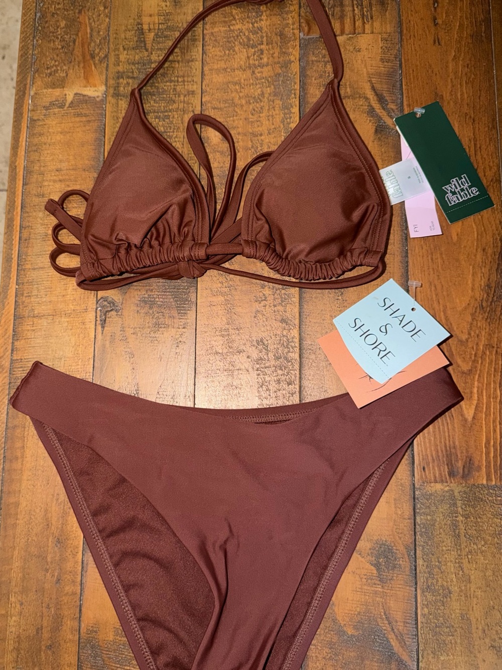 Shade & Shore Brown Triangle Bikini Set